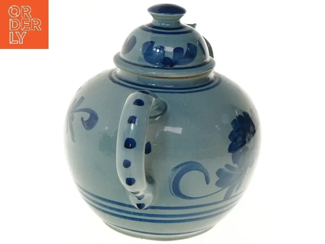 Billede 5 - Blåmalet keramisk tekande (str. Ø 20x16 cm)