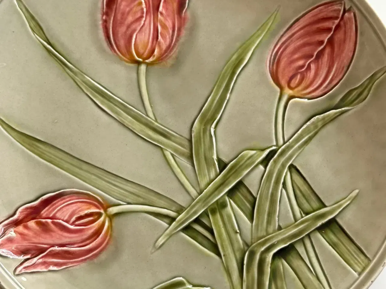 Billede 3 - Antik platte, tulipaner
