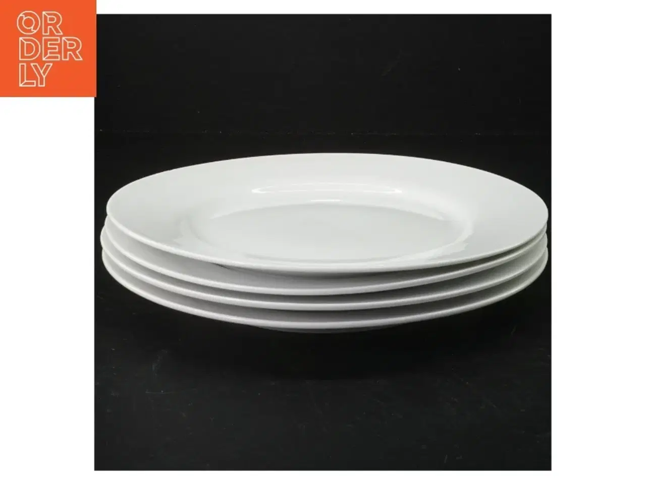 Billede 1 - Hvide porcelænsmiddagstallerkner, 4 stk (str. 23 x 3 cm)