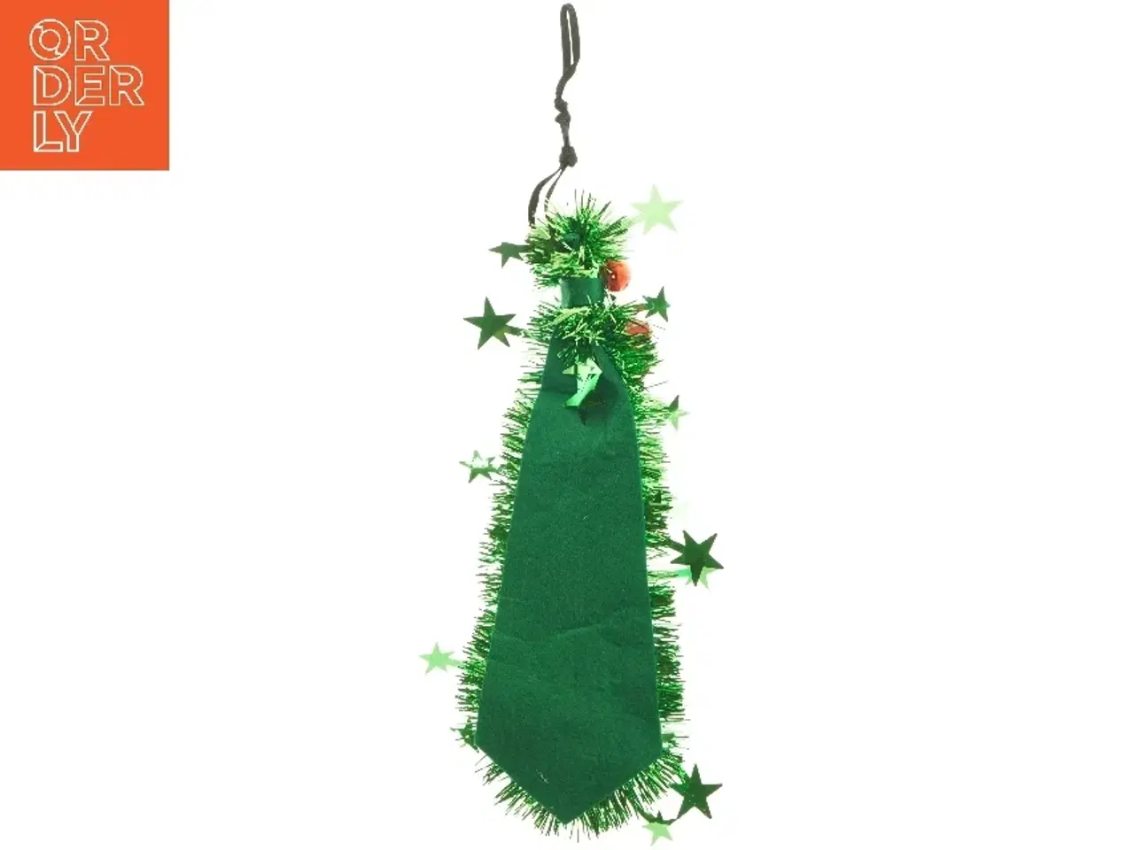 Billede 2 - Grønt juleslips med stjerner (str. 33x10,5 cm)