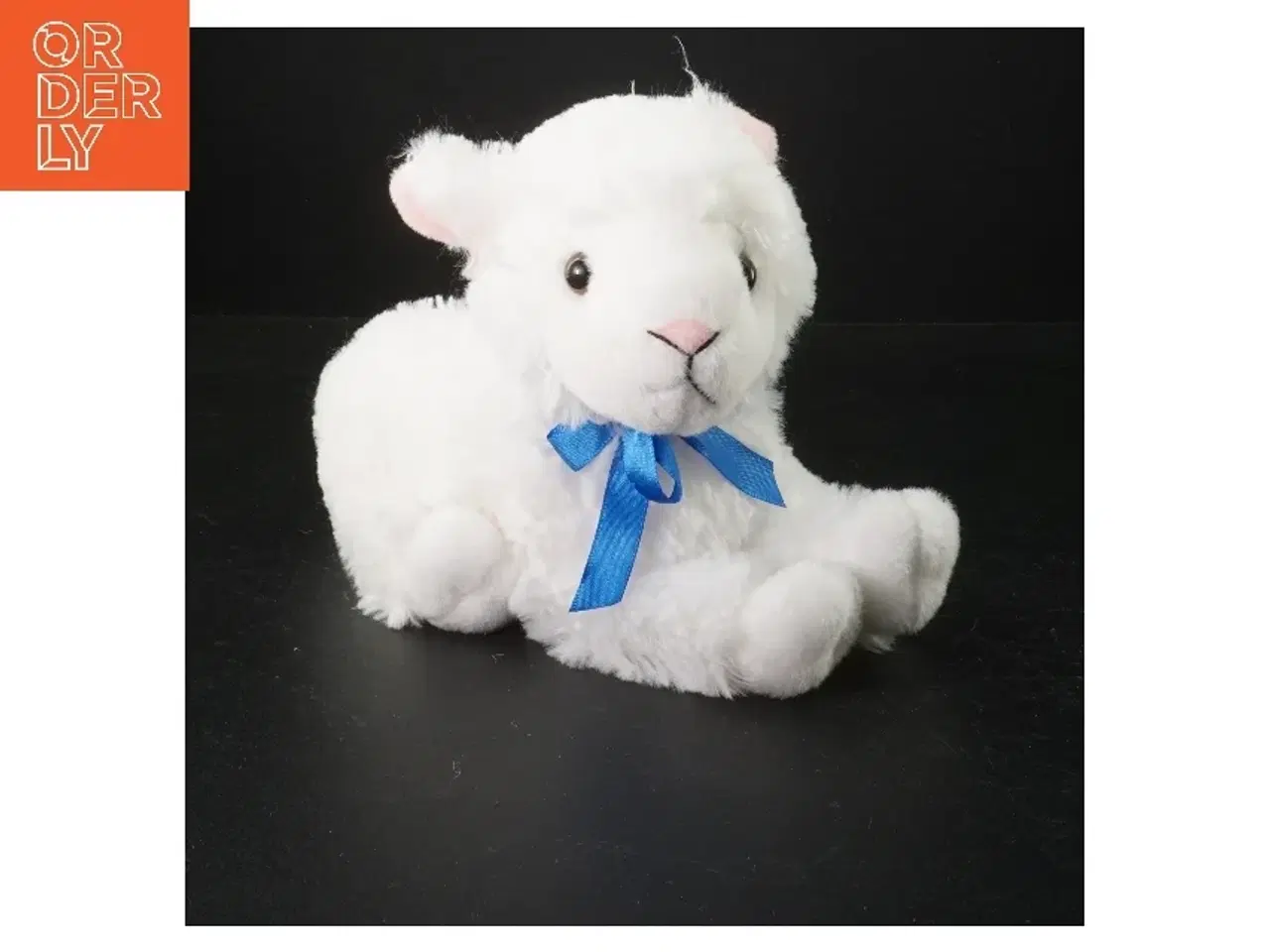 Billede 1 - Hvid plyskanin med blåt bånd fra Lambi (str. 24 x 11 cm)