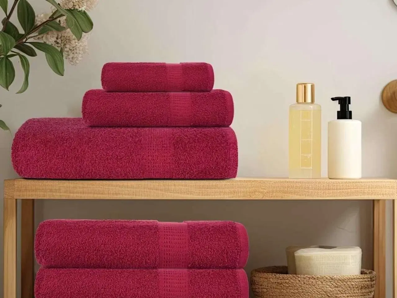 Billede 3 - Håndklæder 6 stk. 360 g/m2 100 % bomuld bordeauxfarvet