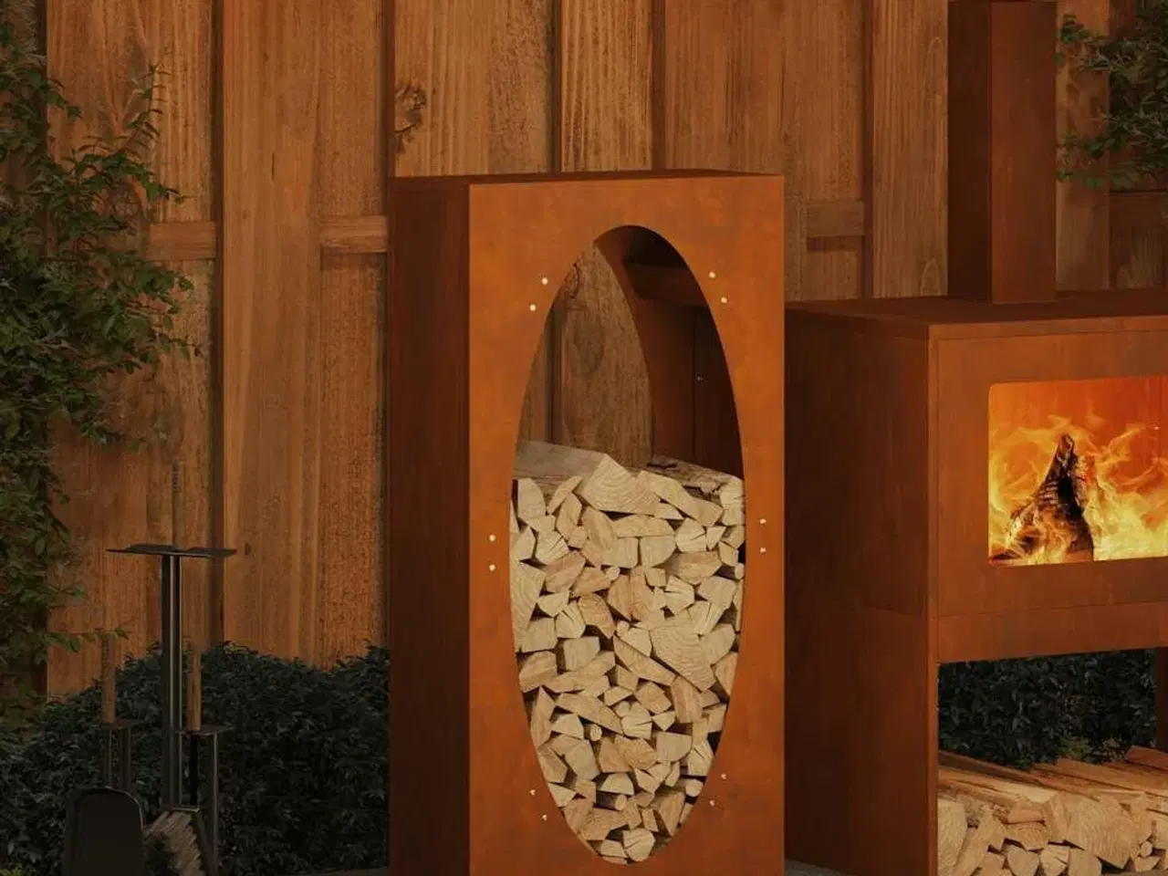 Billede 1 - Brændestativ 50x23x100 cm forvitringsstål