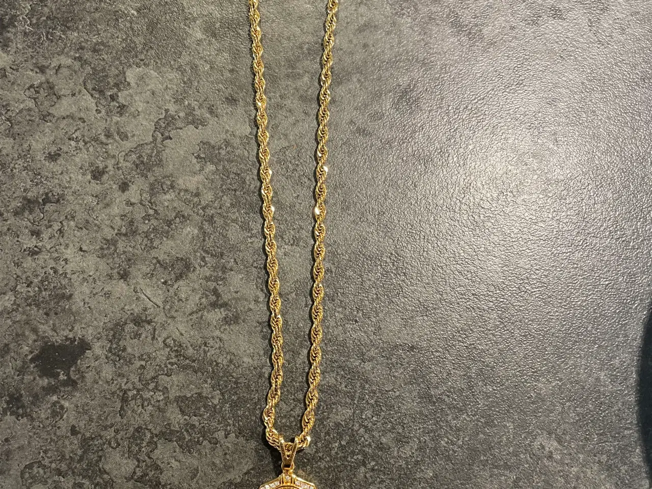Billede 1 - 5mm 14kt goldfilled rope chain med løve vedhæng