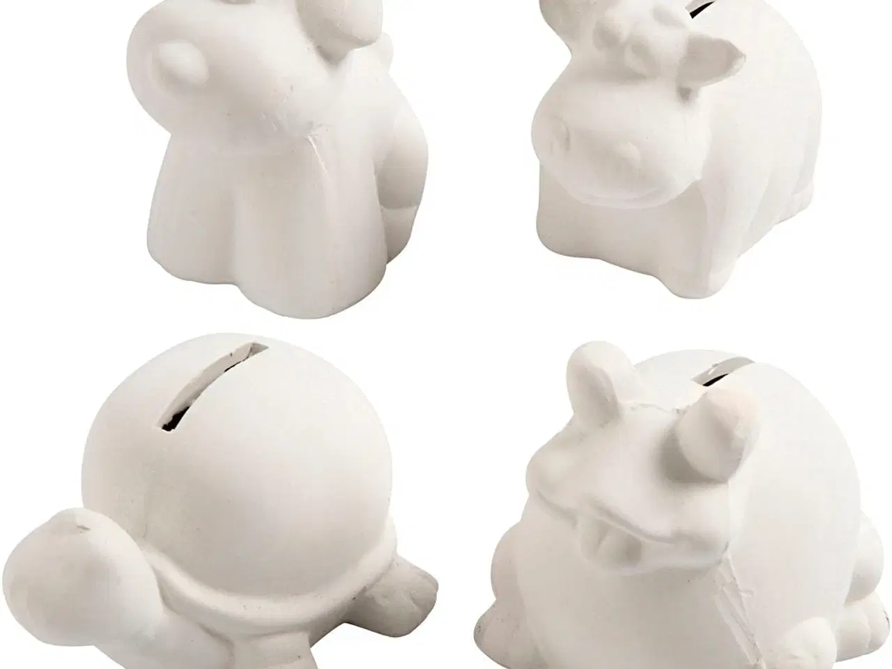 Billede 1 - Sparedyr i Terrakotta, 4 stk. - Hvid, 7-10 cm