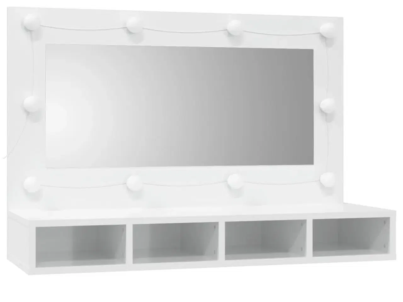 Billede 3 - Spejlskab med LED-lys 90x31,5x62 cm hvid højglans