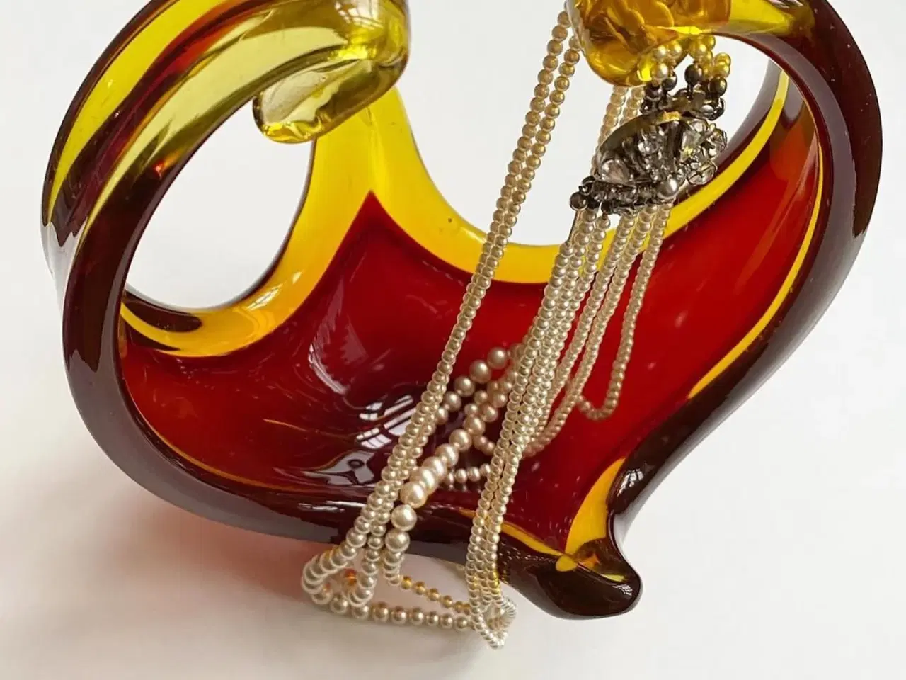 Billede 3 - Flammeskål, rød m gul kant, høj