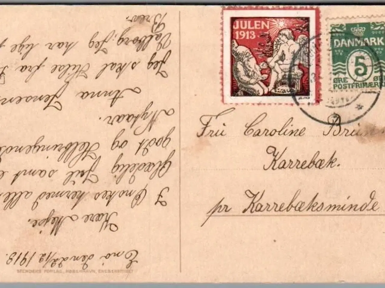 Billede 1 - Julemærke 1913 på Postkort