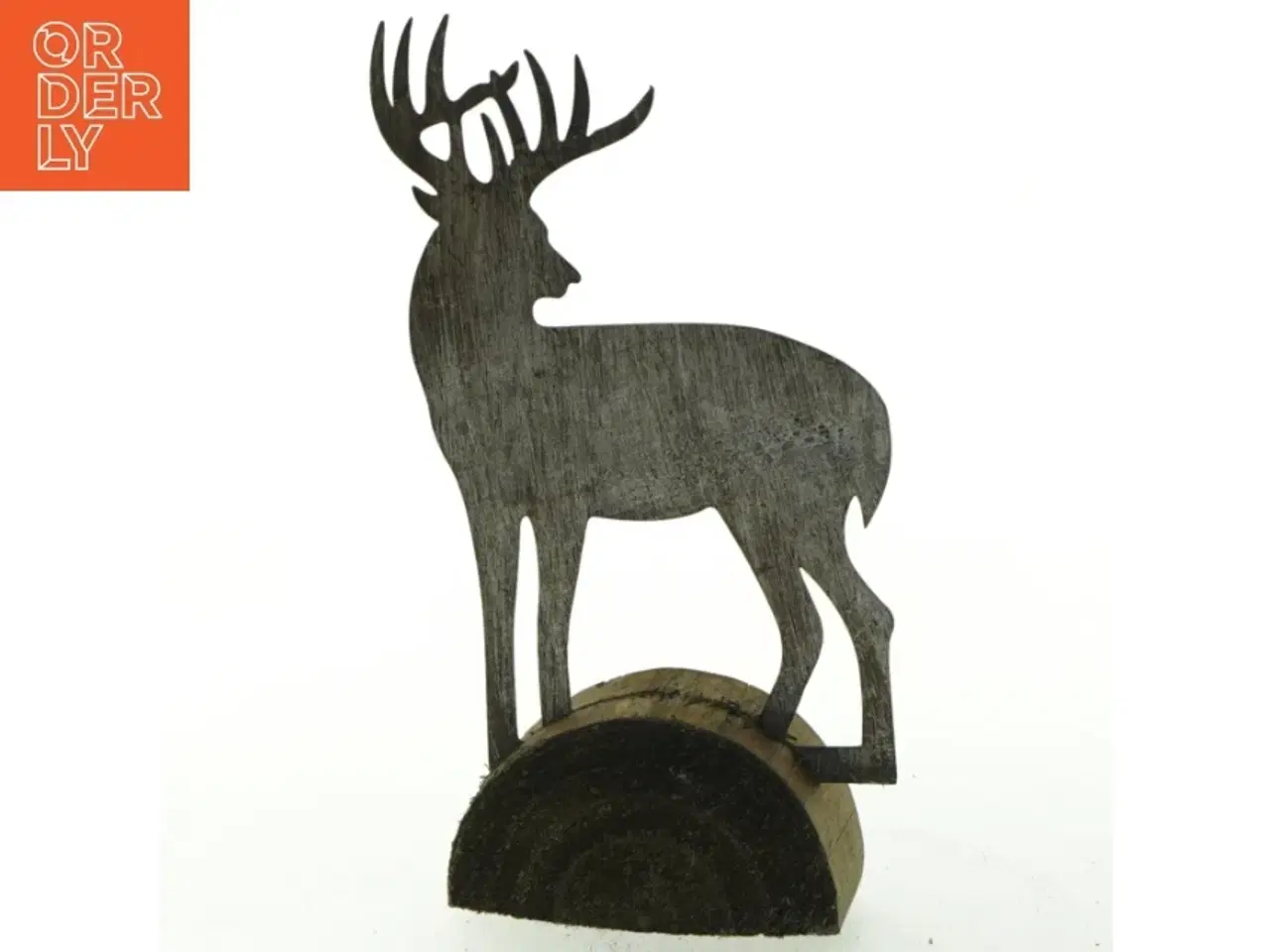 Billede 1 - Trædekoration med hjortesilhuet (str. 21x11 cm)