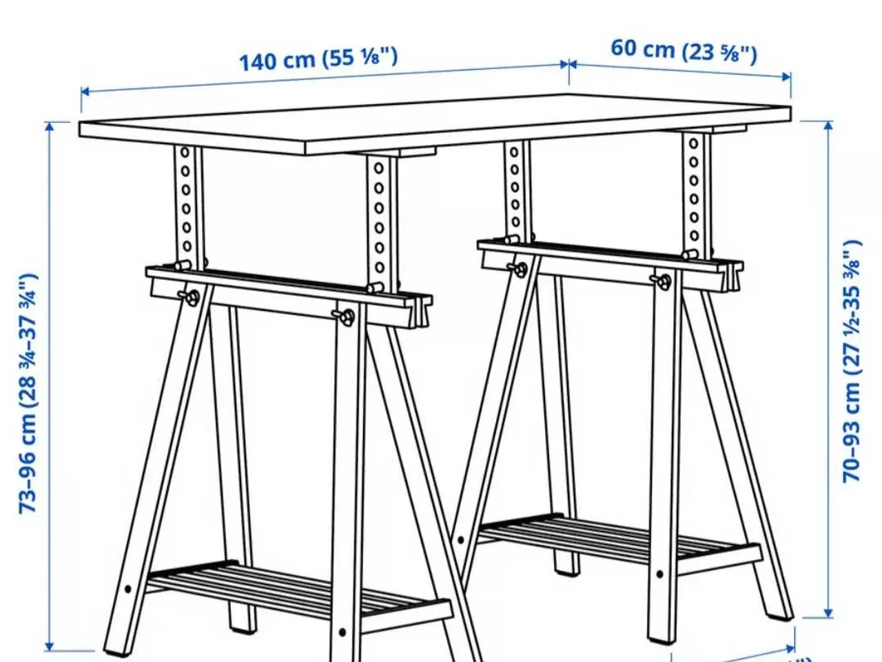 Billede 2 - Ubrugt og højde justerbart skrivebord 