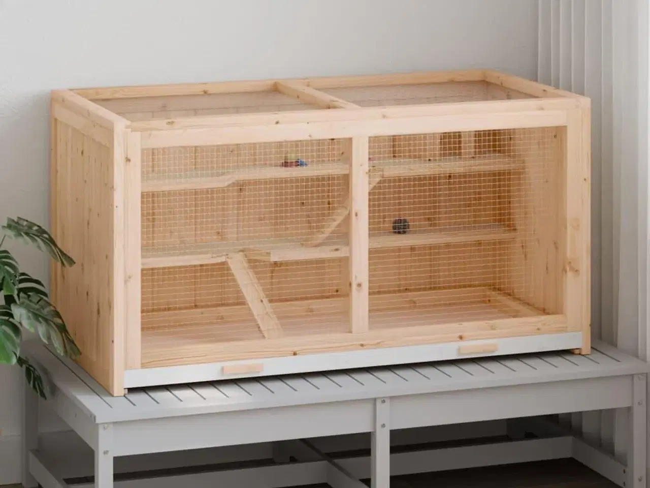 Billede 2 - Hamsterbur 89,5x45x45 cm massivt træ gran