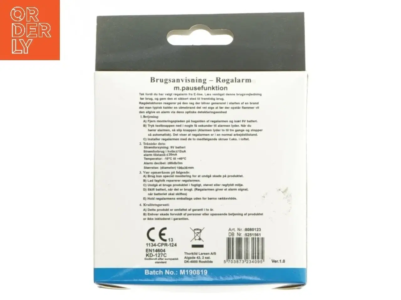 Billede 3 - Optisk røgalarm med pausefunktion fra Thorkild-Larsen (str. 106x36 mm)