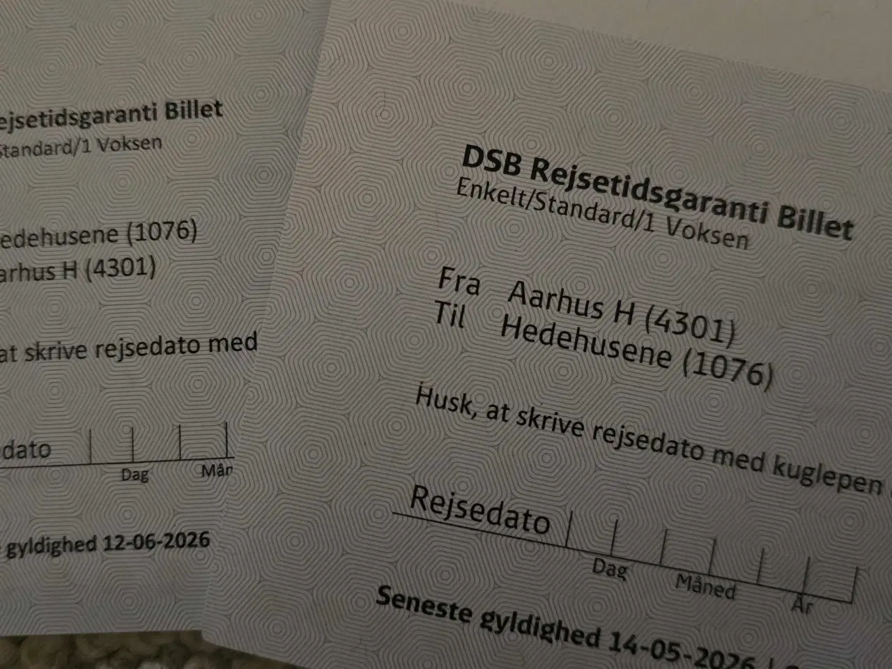 Billede 1 - DSB togbillet tur/retur Aarhus-(KbhH)/Roskilde/Hed