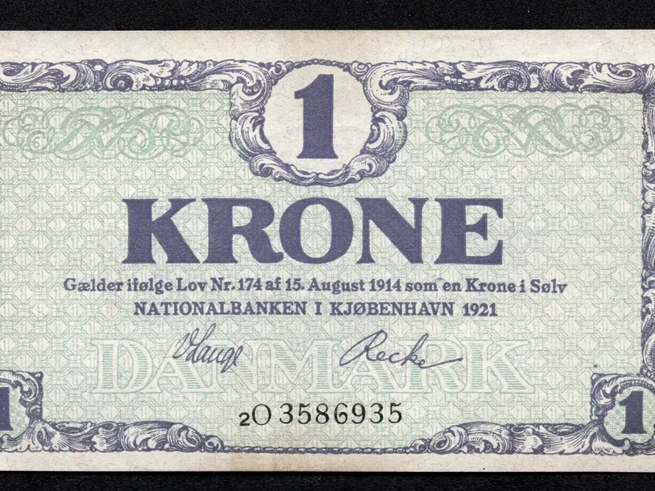 Billede 1 - 1 kr seddel 1921 2o