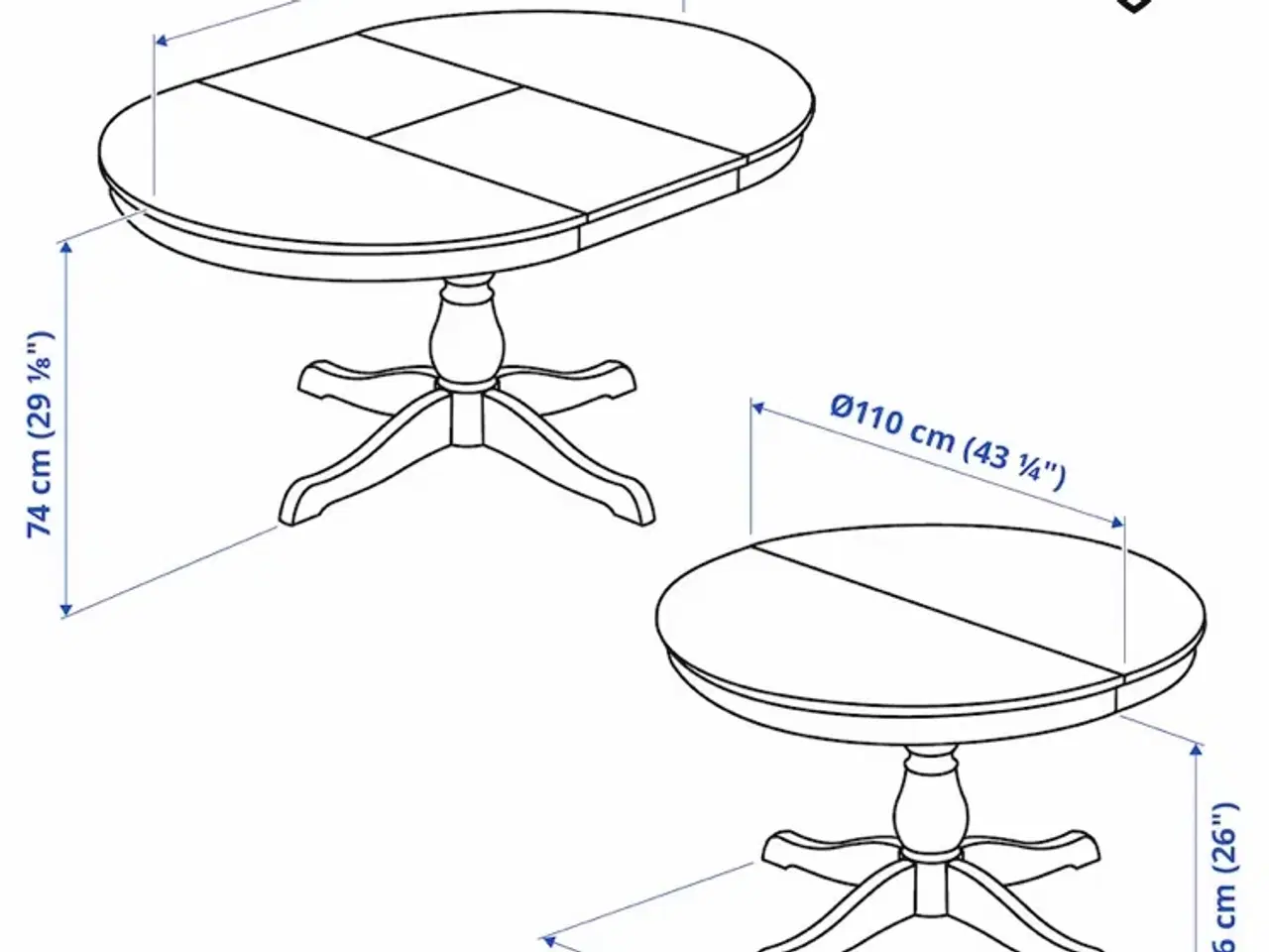 Billede 2 - Ikea Spisebord med nedsænket tillægsplade