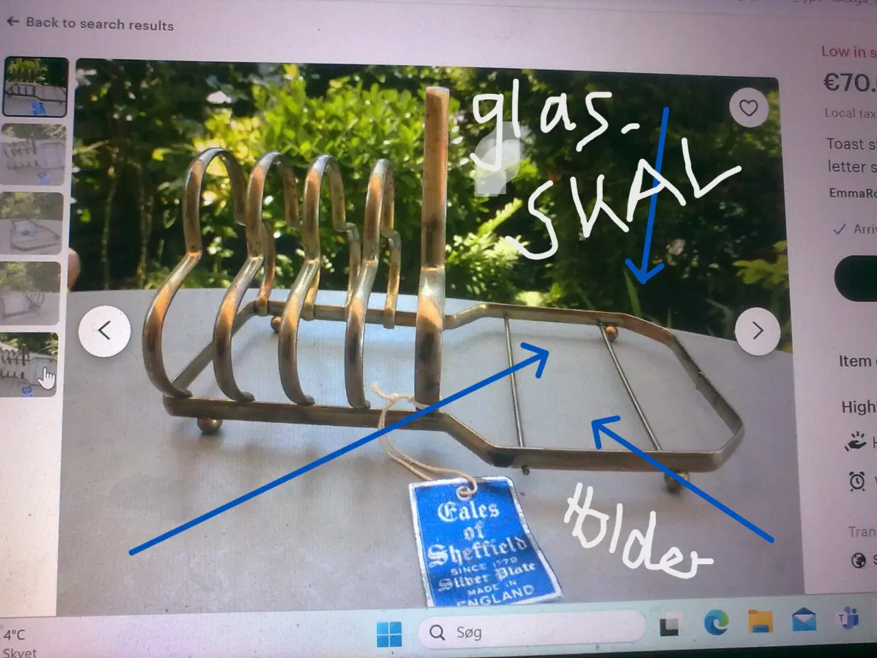 Billede 15 - Kronelys glas facet stage & 2 vintage skåle