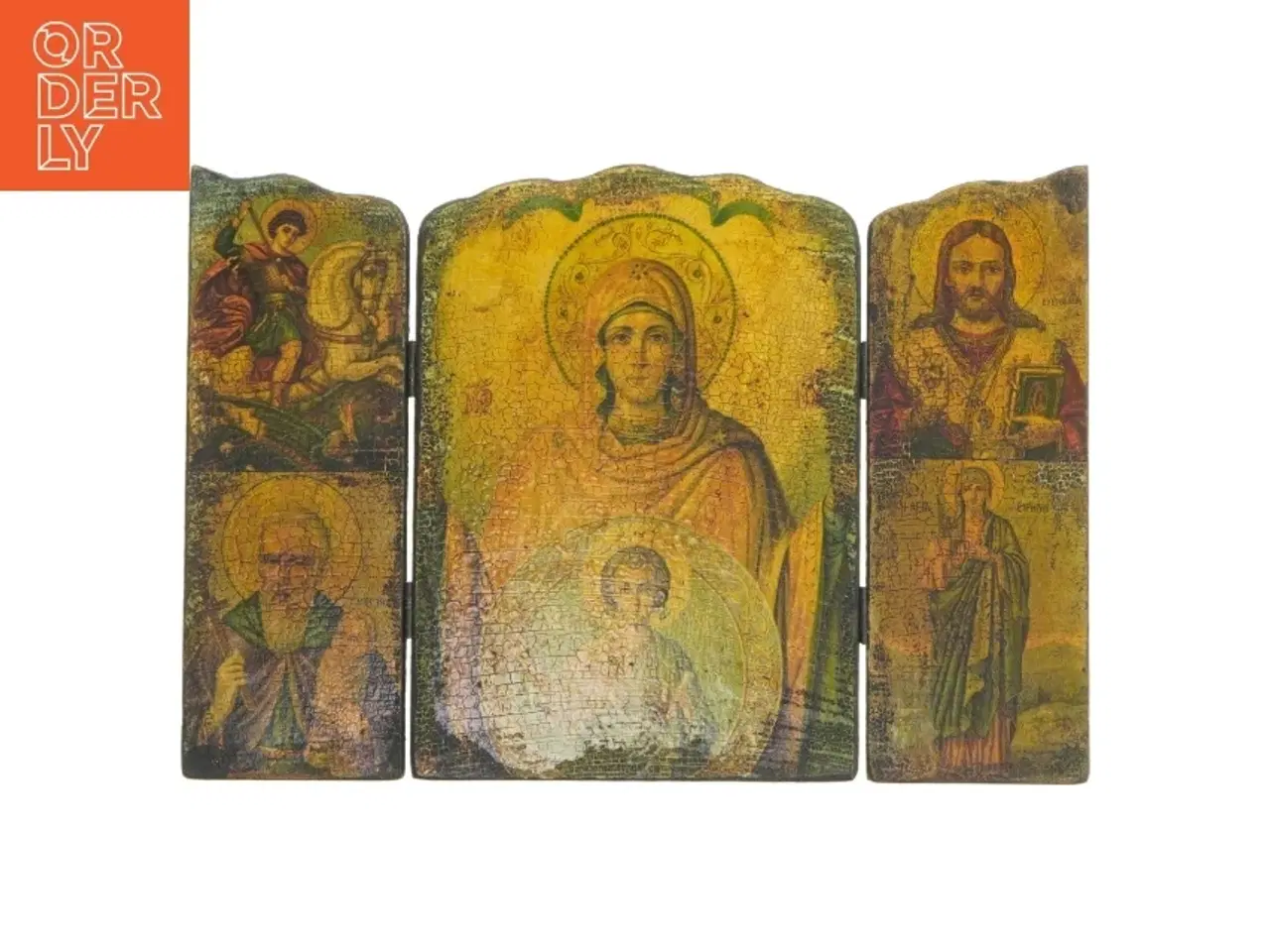 Billede 1 - IRussisk Træ Ikon triptykon 1900-tallet (str. 21x15,5 cm)