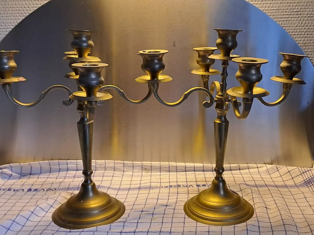 Billede 1 - 2 stk 5-armet messing stager 