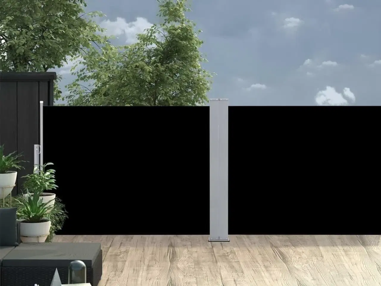 Billede 2 - Sammenrullelig sidemarkise 100 x 1000 cm sort