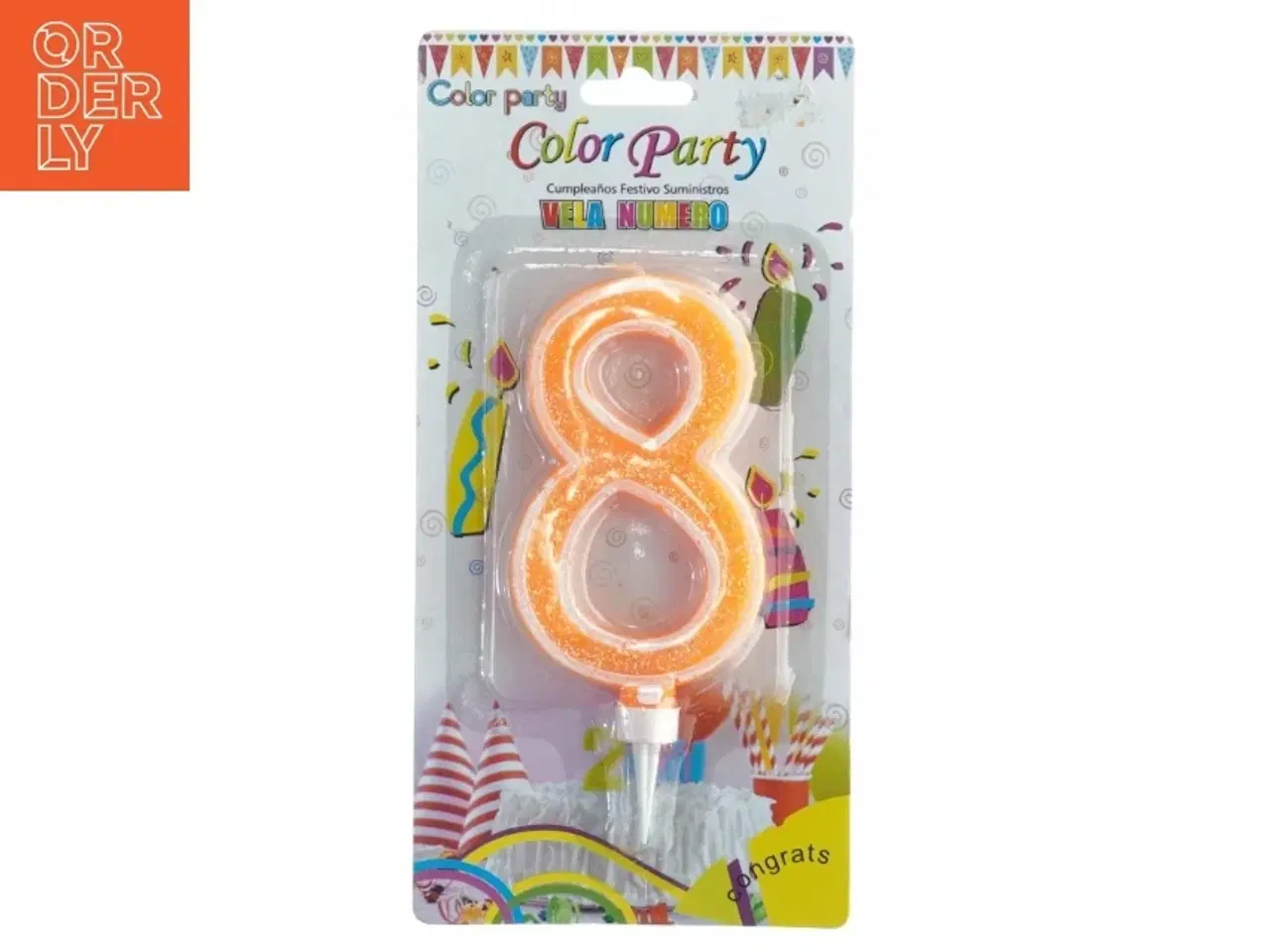 Billede 1 - Fødselsdagslys nummer 8 fra Color Party (str. 16 x 7 cm)