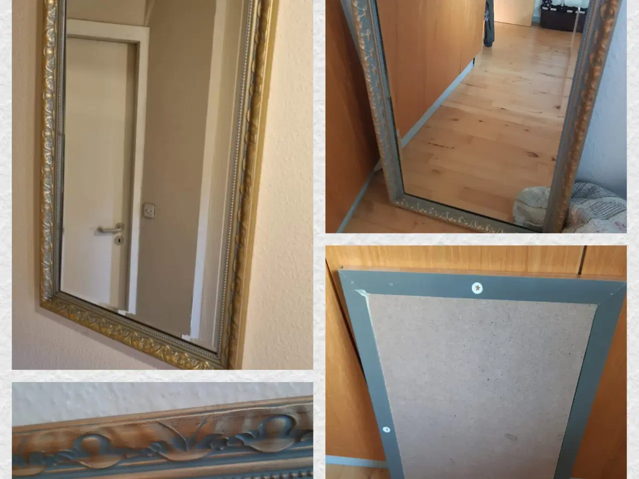 Billede 1 - Spejl i guld og grå look. Måler 85×55 Kan hentes T