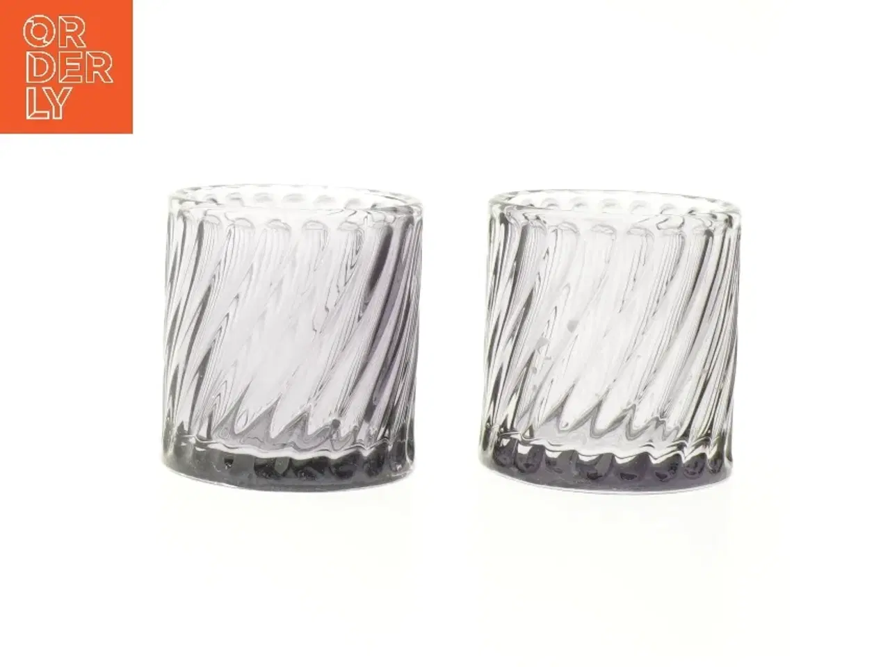 Billede 1 - Glas lysestager fra Tinekhome (str. 2 stk Ø 8 cm længde 8,5 cm)