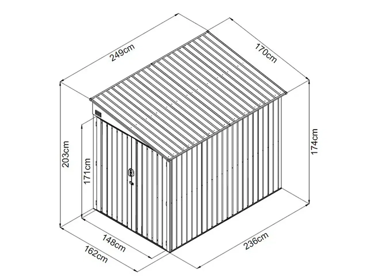 Billede 2 - Metalskur (1,7b x 2,49l x 2,03h), 4,25m², Antrasit