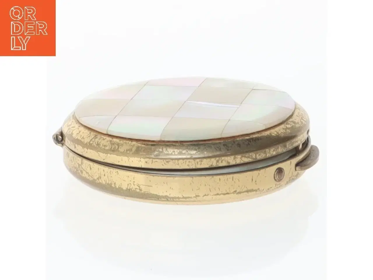 Billede 1 - Rund vintage pudderdåse med perlemor (str. Ø 4 cm)