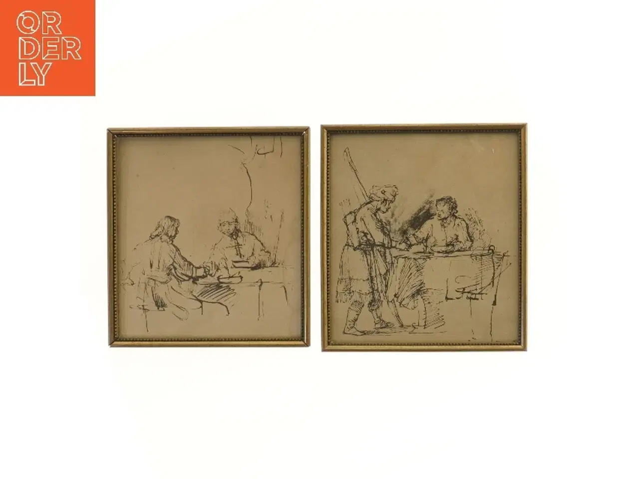 Billede 1 - To indrammede skitser (str. 8,5x20,5 cm)