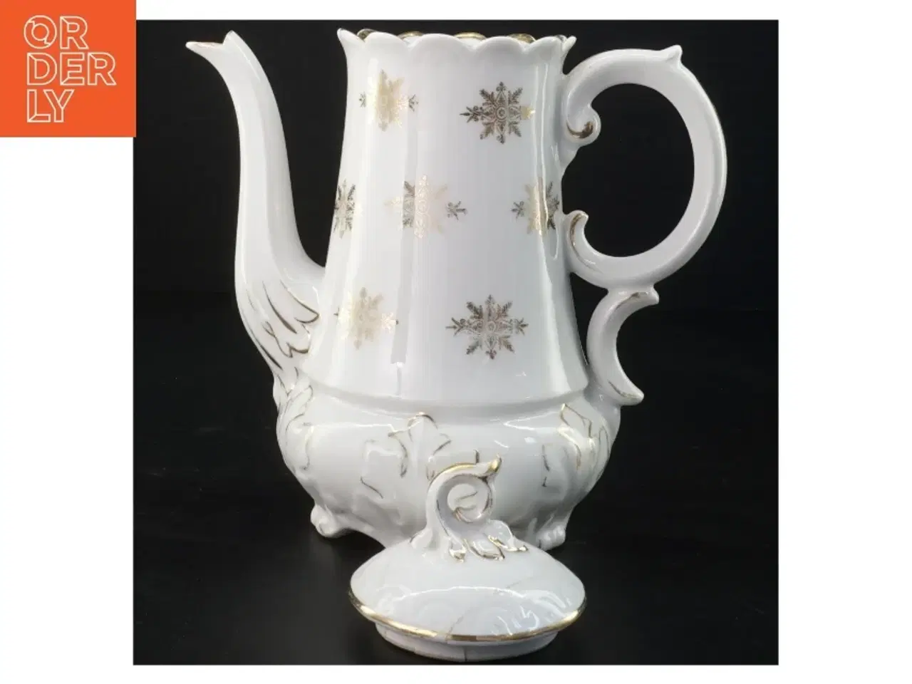 Billede 2 - Antik kaffekande i hvidt porcelæn med guld, Bing & Grøndahl (str. 24 x 13 cm)