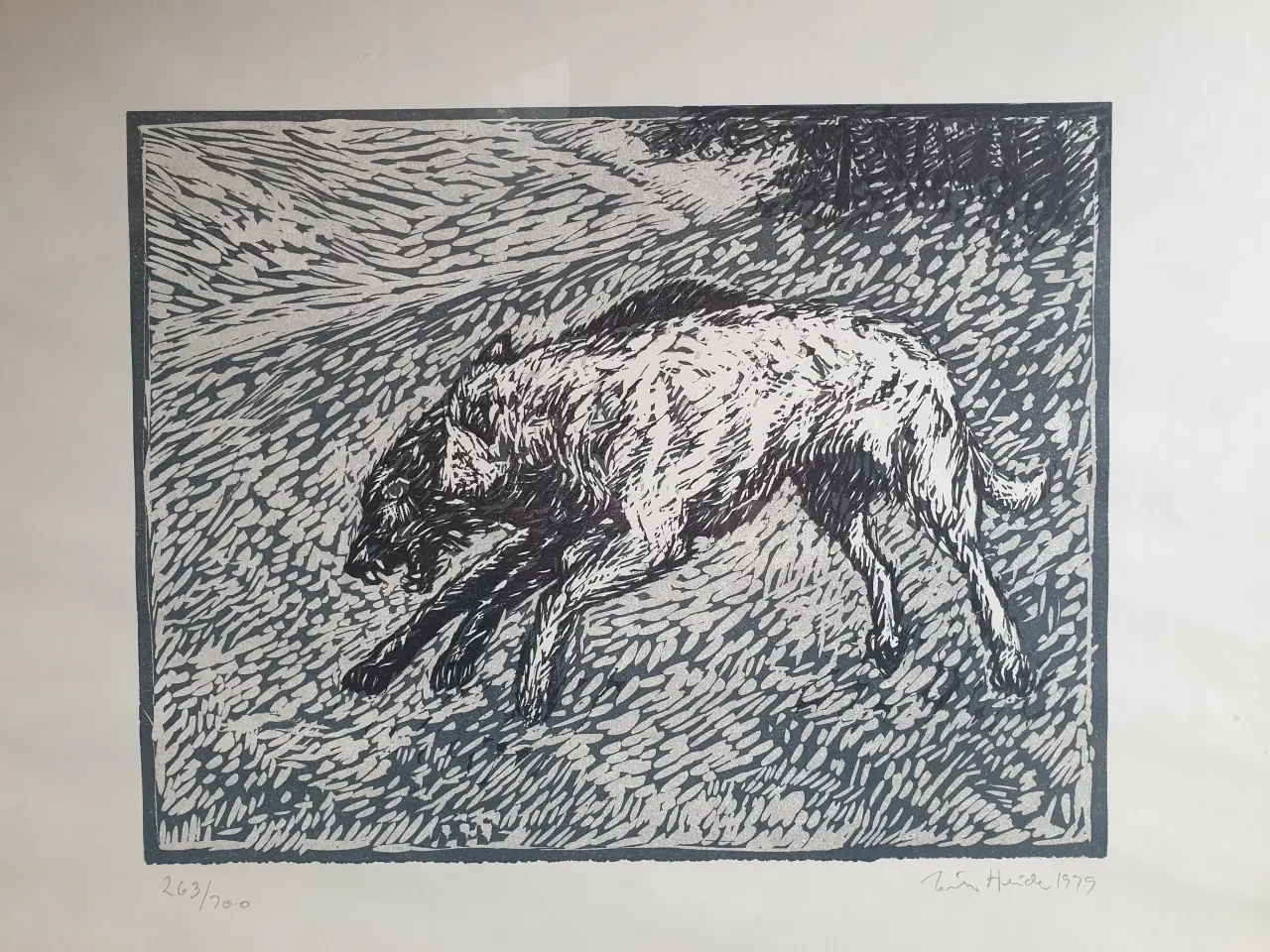 Billede 2 - "Ulvehunde" - Litografi af Erik Heide