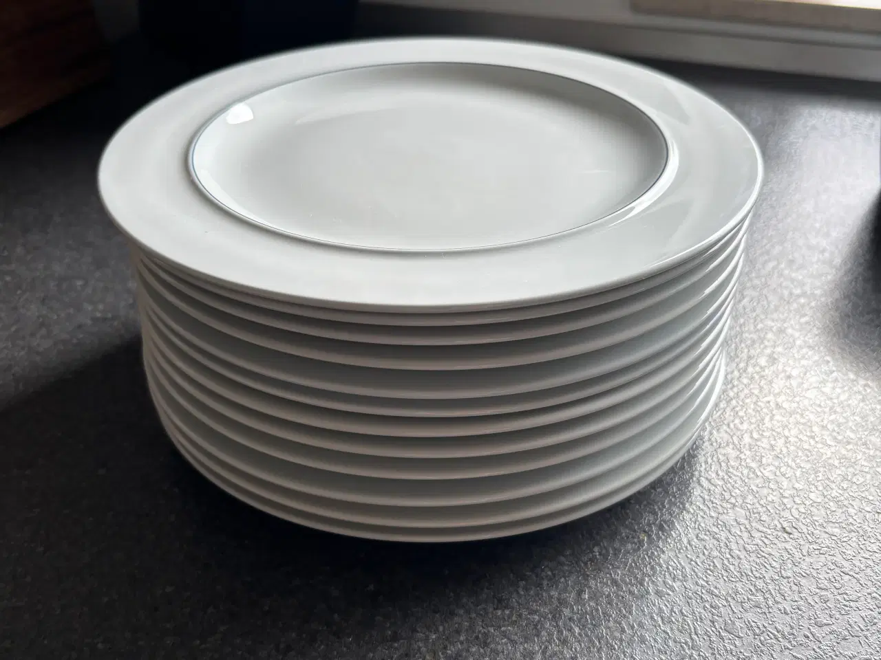 Billede 2 - Blåkant middagstallerkener og frokosttallerkener