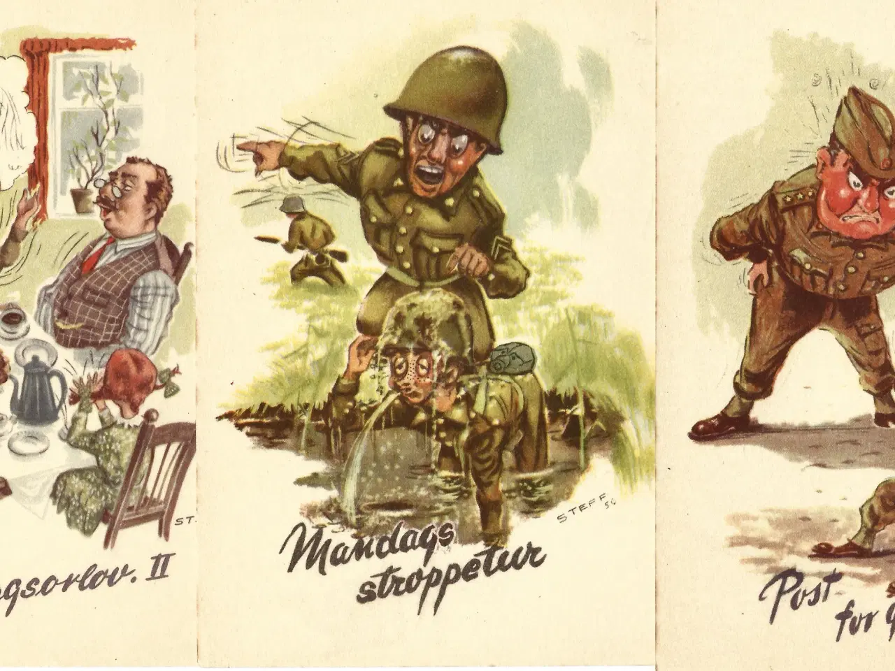 Billede 3 - Soldaterpostkort med tegninger af Steff