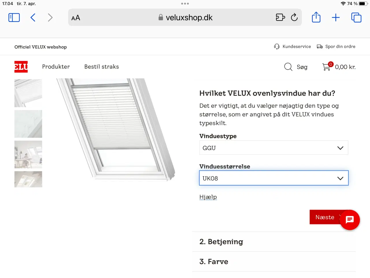Billede 1 - VELUX Plisségardiner elektrisk