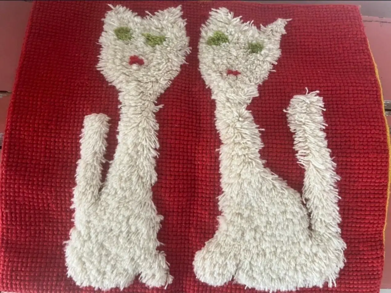 Billede 1 - Rya tæppe/pude betræk, med 2 katte