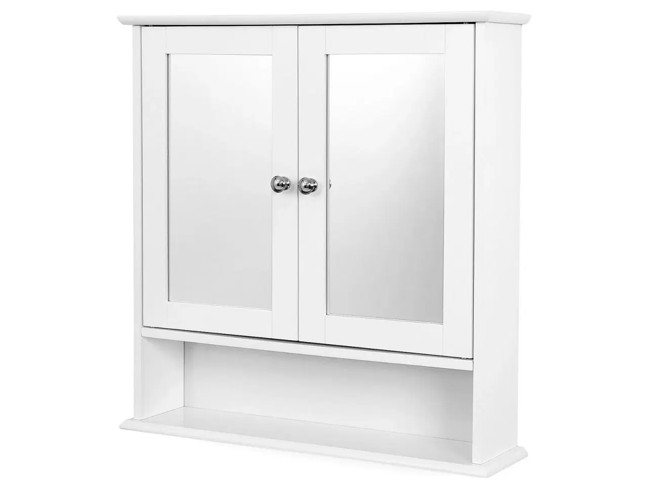 Billede 1 - Spejlskab til bad – VASAGLE, dobbeltlåger, væghængt, hvid, 56 × 13 × 58 cm
