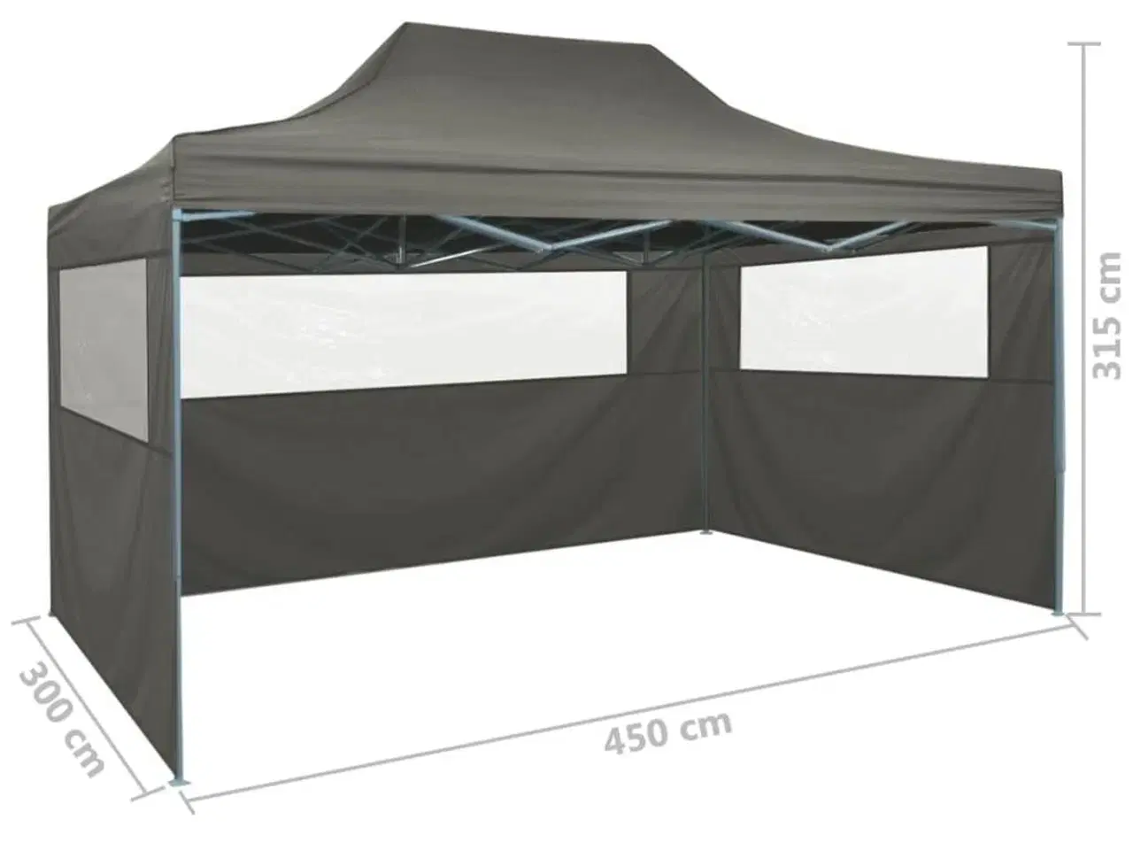 Billede 10 - Foldbart telt med 3 sidevægge 3 x 4,5 m antracitgrå