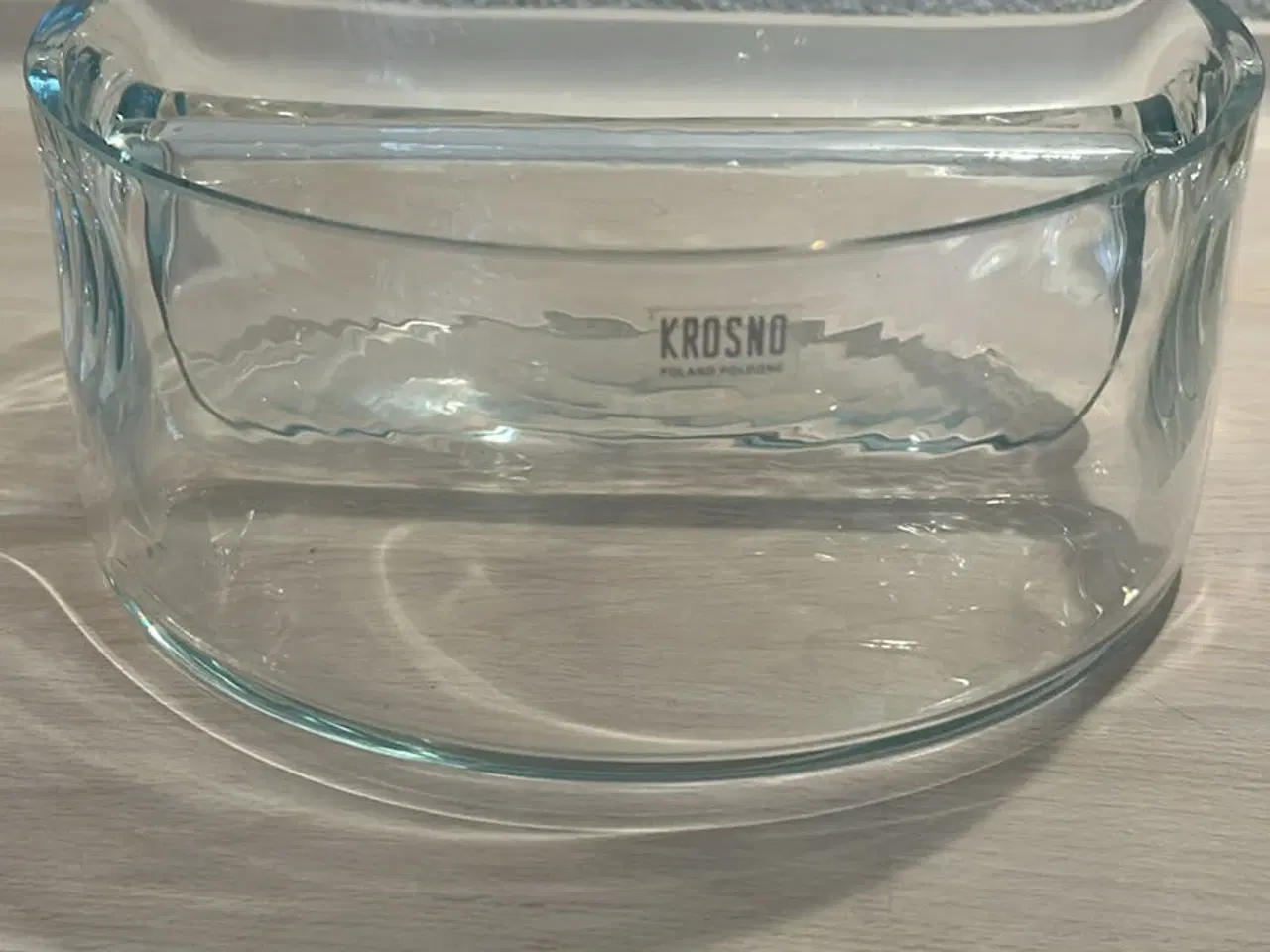 Billede 1 - Flot salatskål i glas med to rum.