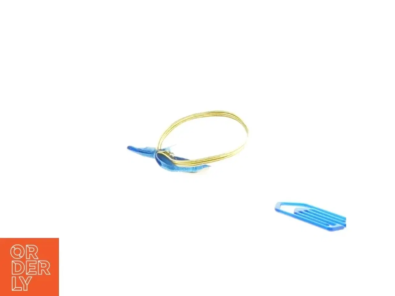 Billede 2 - Guldarmbånd med blå sløjfe og klips (str. 4 cm)