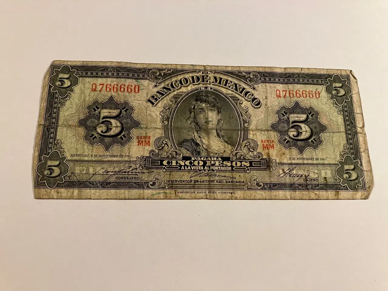 Billede 1 - 5 Pesos Mexico 1961 - Meget slidt