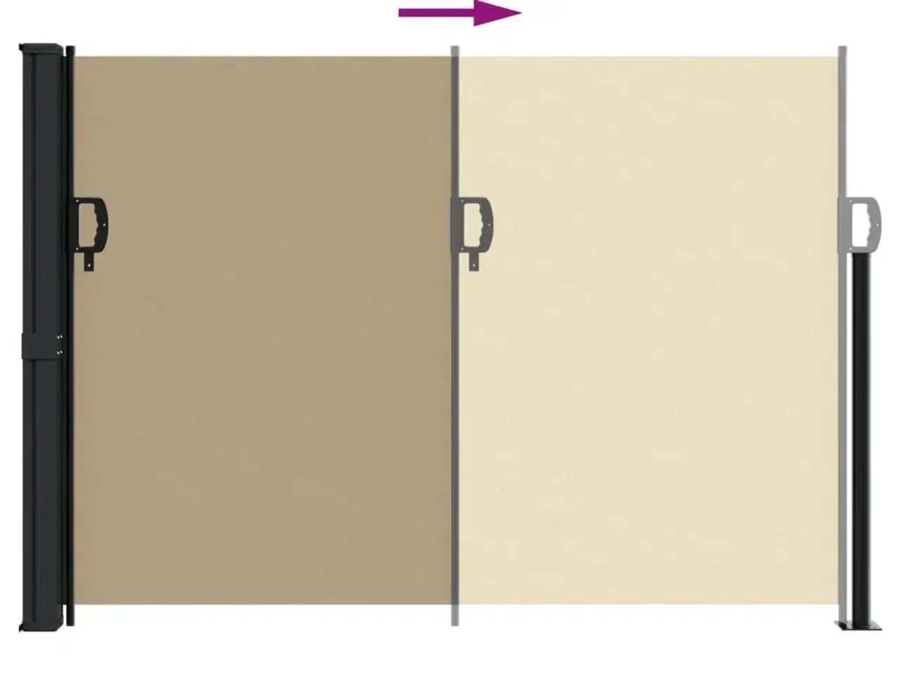 Billede 5 - Sammenrullelig sidemarkise 140x500 cm beige