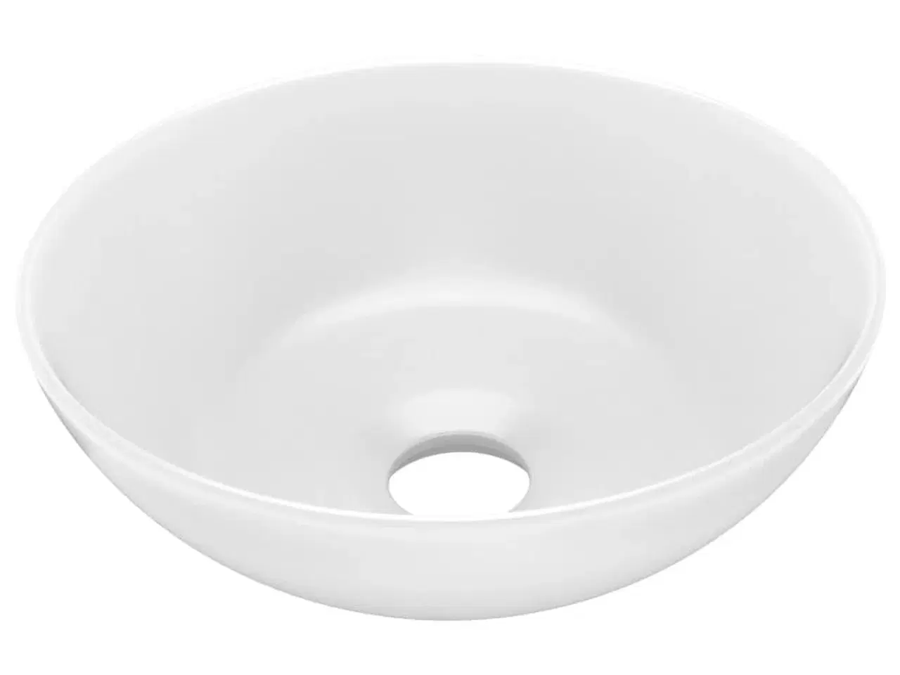 Billede 2 - Keramisk håndvask til badeværelse rund mat hvid