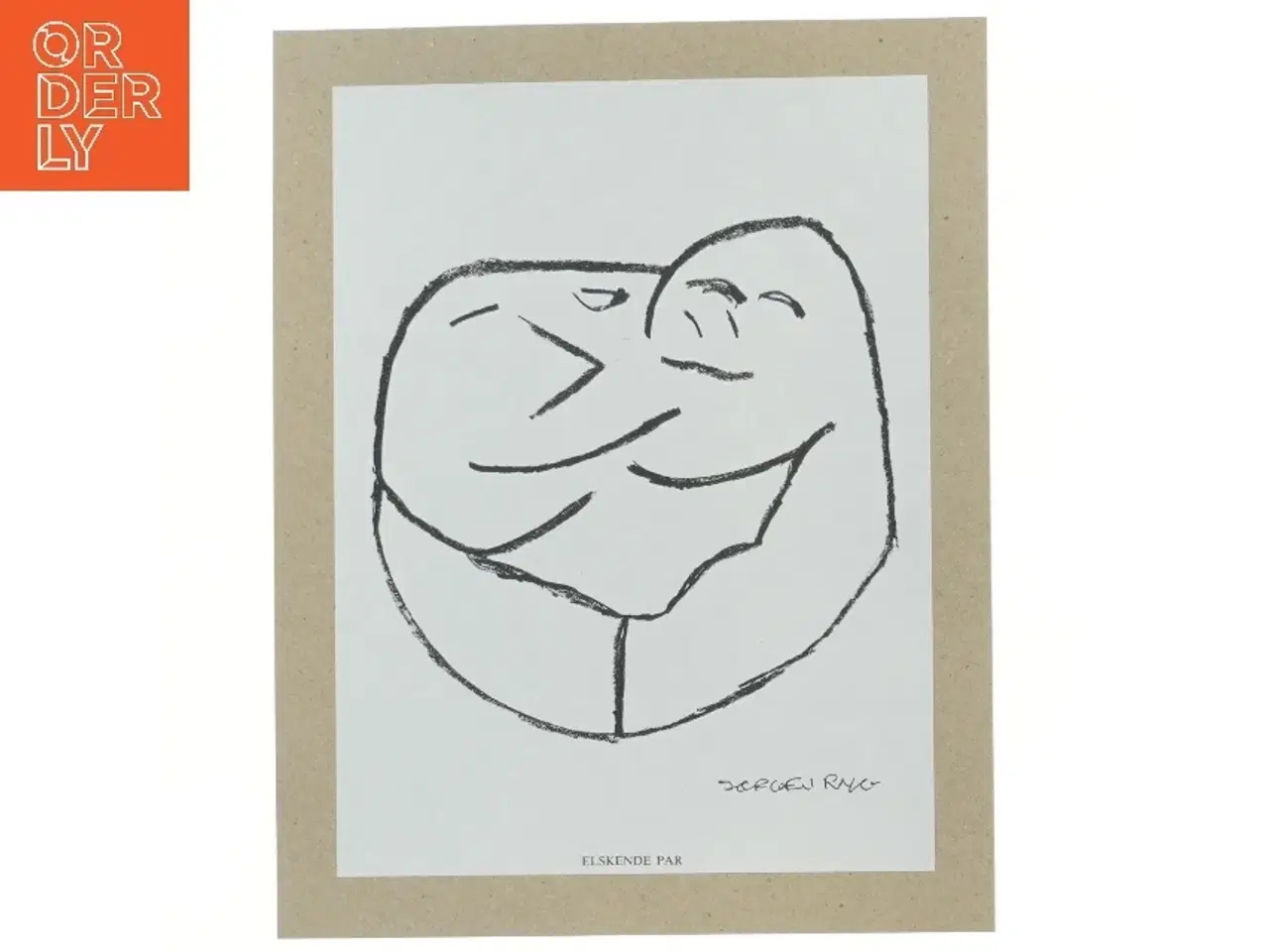 Billede 1 - Tegning af elskende par fra Jørgen Ryg (str. 30,5x24 cm)