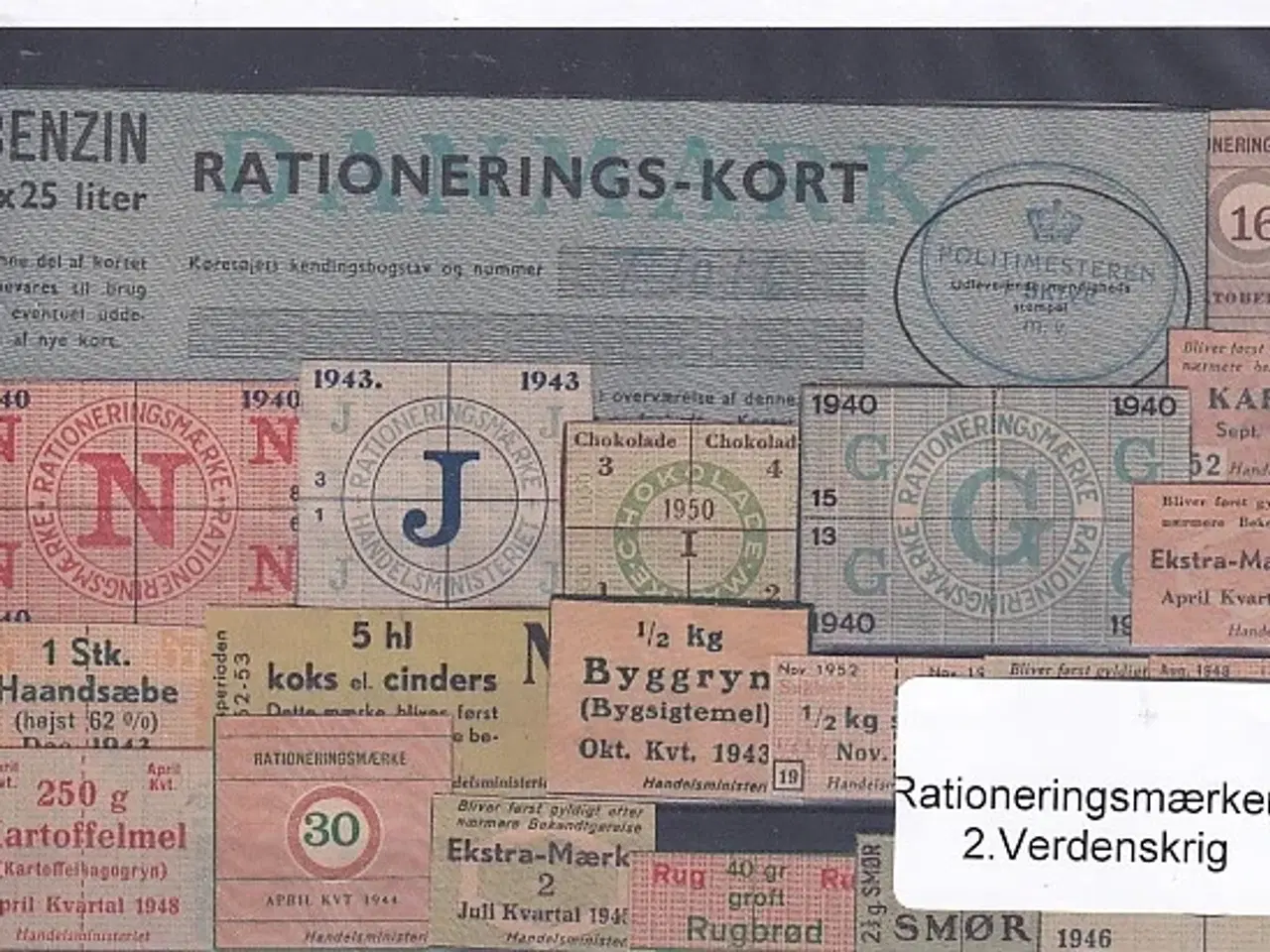 Billede 1 - Rationeringsmærker - 2. Verdenskrig