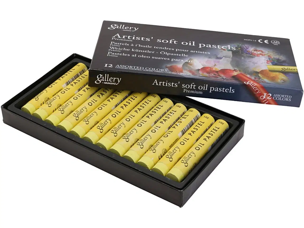 Billede 1 - Gallery Oliepastel, L: 7 cm, diam. 11 mm, tykkelse 11 mm, citrongul, 12stk./ 1 pk.