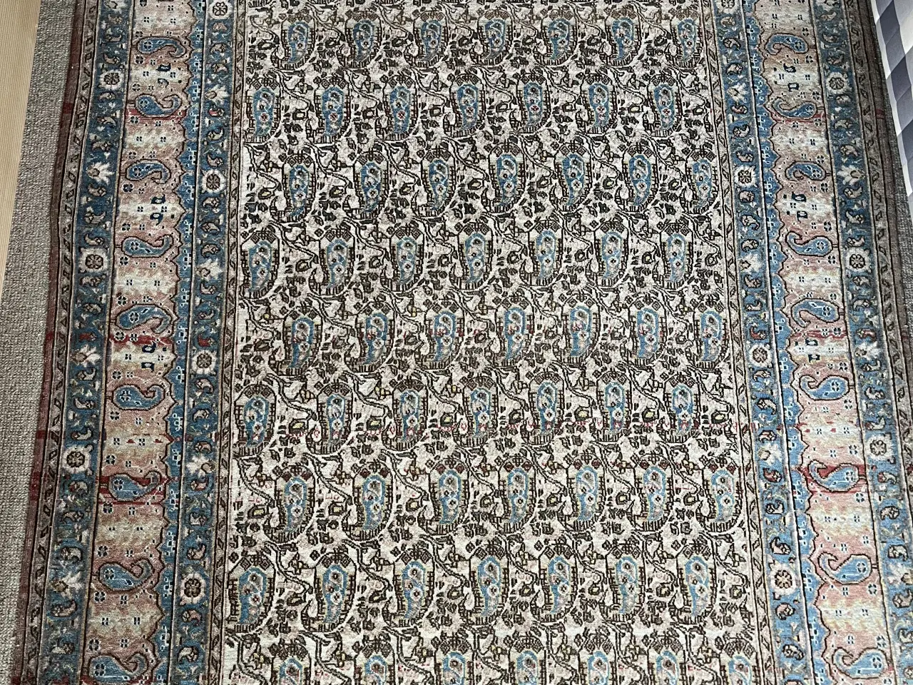Billede 1 - Blålig persisk uldtæppe med frynser