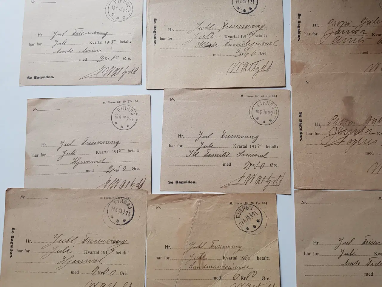 Billede 1 - Kvitteringer 1918 - 1920 15 stk