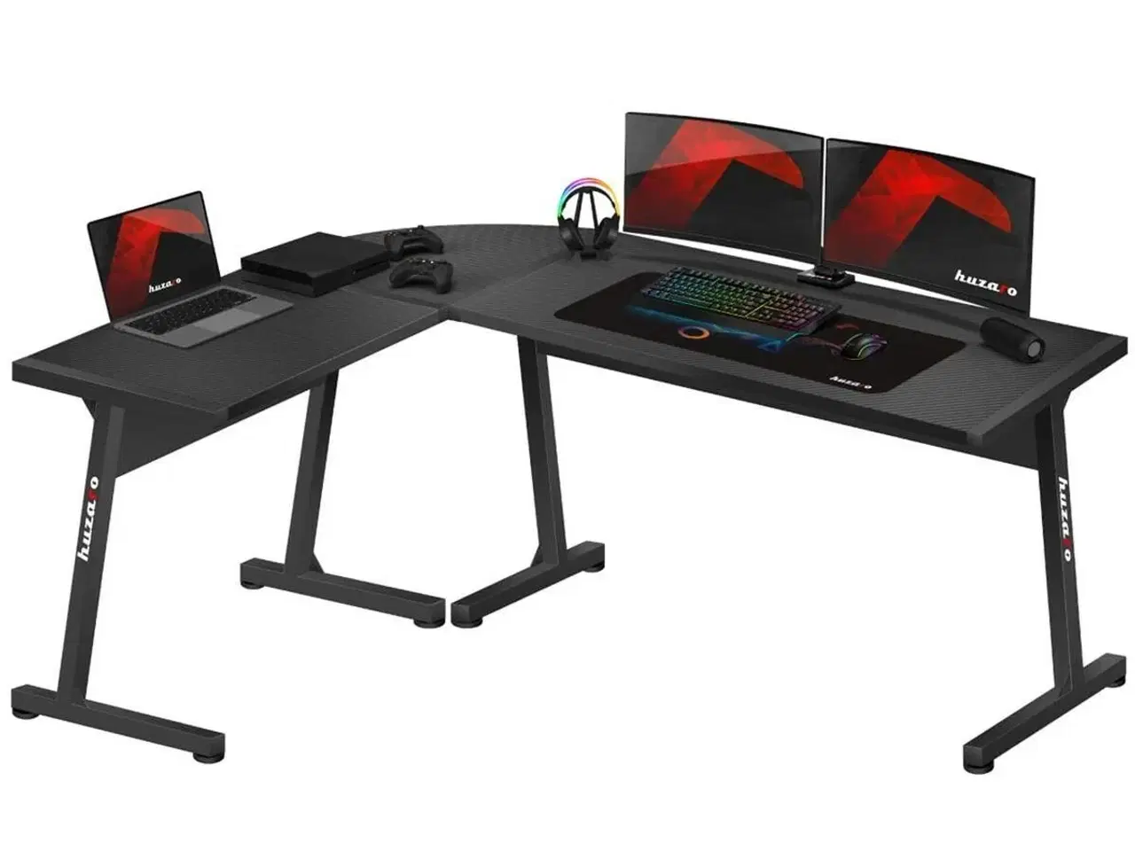 Billede 1 - Skrivebord Huzaro HZ-Hero 6.0 Sort Stål Kulfiber 178 x 4 x 112 cm