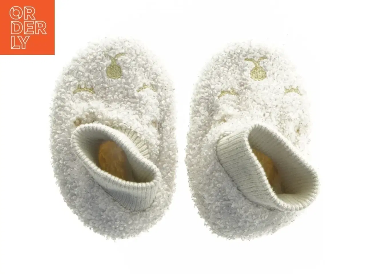 Billede 1 - Babytøfler i hvid med prikker (str. Længde, 15 cm)