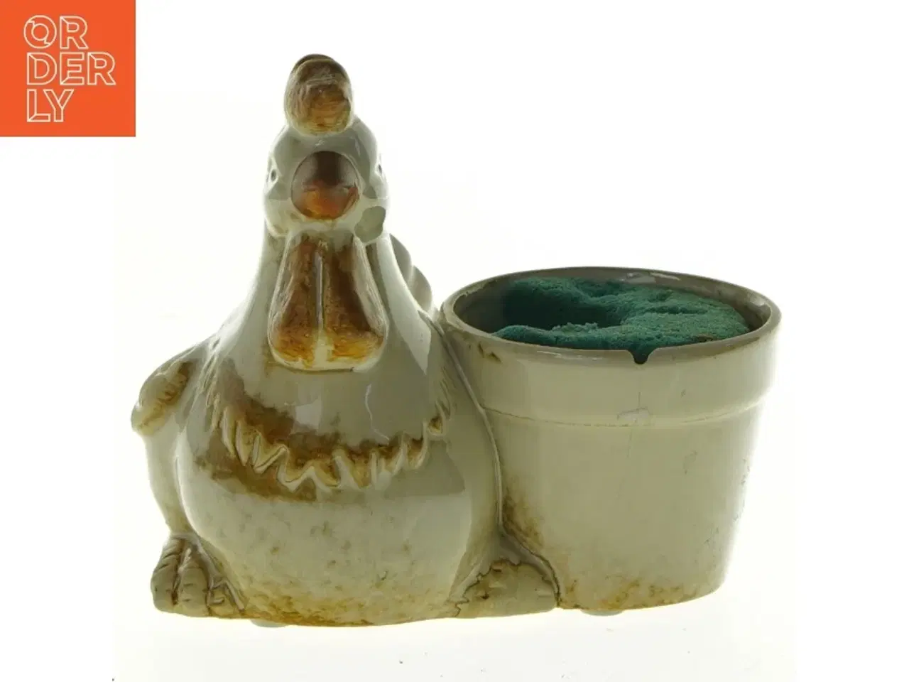 Billede 2 - Keramik Høne med Krukke potte (str. 13 x 12 cm)